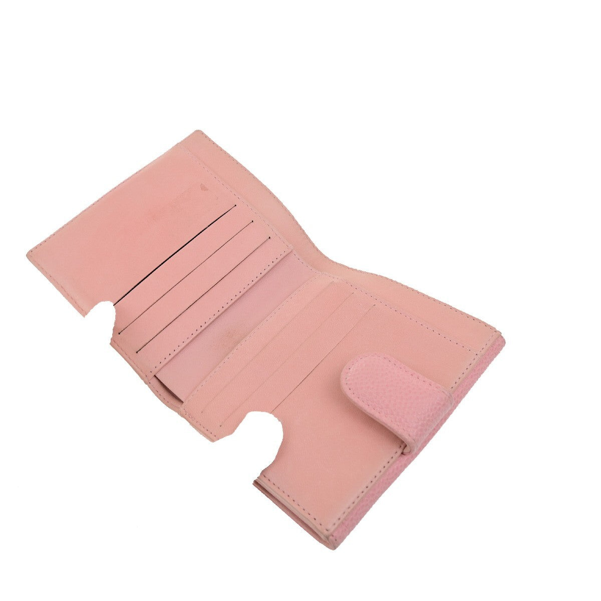 CHANEL CC Logo Bifold Compact Wallet Grained Calfskin Leather Pink GHW 83KB512