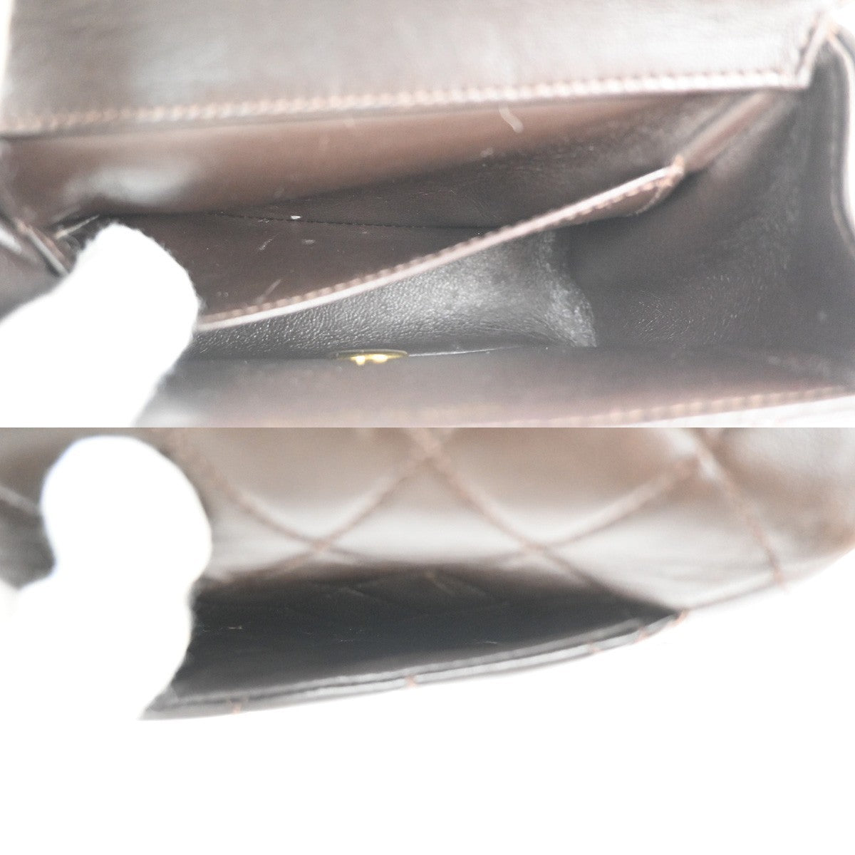CHANEL CC Logo Mini Top Handle Matelasse Hand Bag Leather Brown France 865RL909