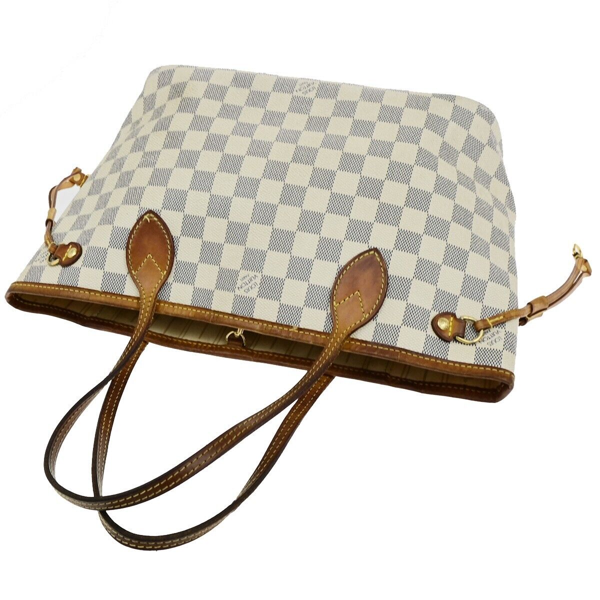 LOUIS VUITTON Neverfull PM Shoulder Tote Bag Damier Azur Leather N51110 87ED422