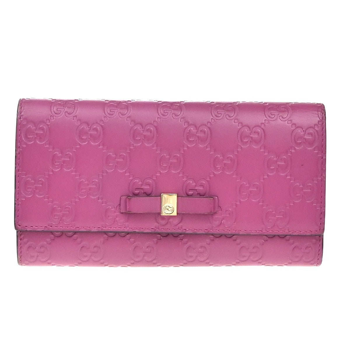 GUCCI Logo Guccissima GG Pattern Long Bifold Wallet Leather Pink GHW 04KP280