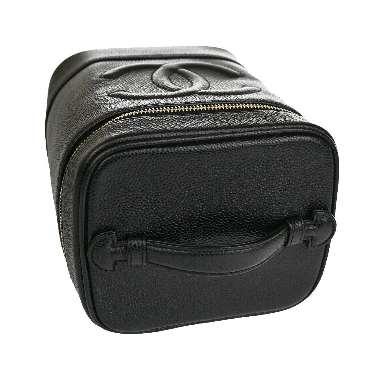 CHANEL CC Logo Vanity Cosmetic Hand Bag Caviar Skin Leather Black GHW 660RJ644