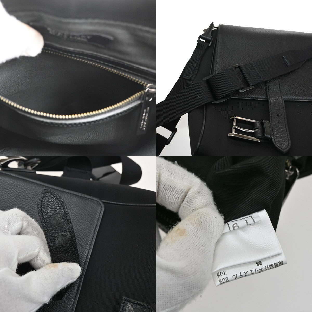 Burberry  Black Label Shoulder Bag Crossbody Check Nylon Leather Black 67CA360
