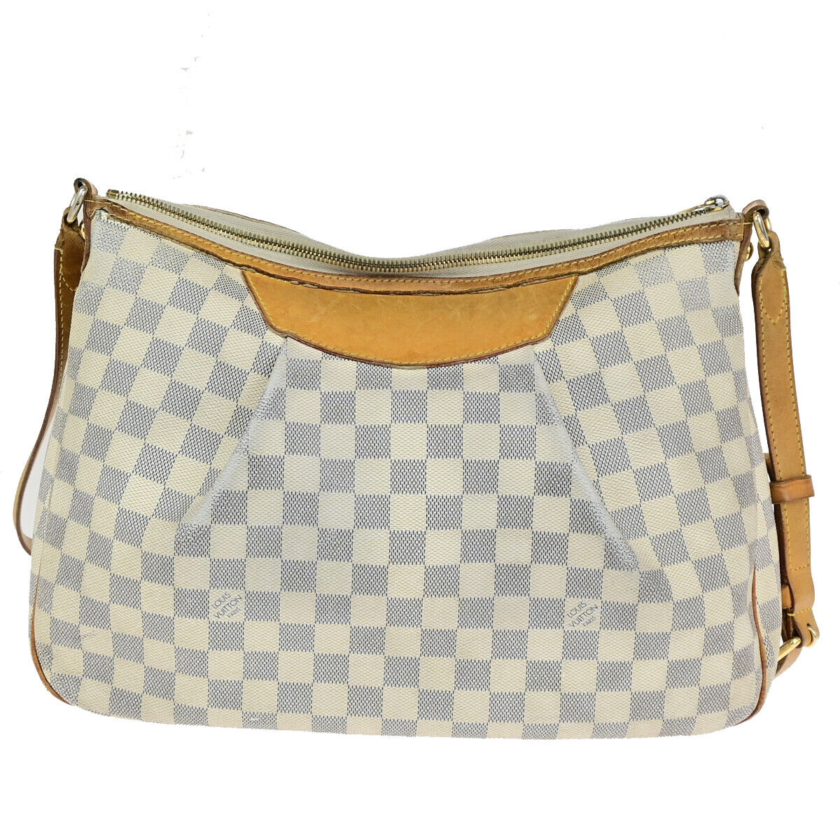 LOUIS VUITTON Siracusa MM Shoulder Bag Damier Azur Leather White N41112 37YG611