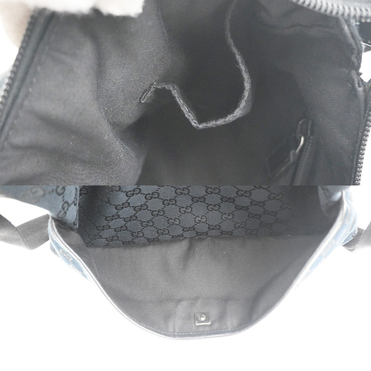GUCCI Logo GG Pattern Shoulder Hand Bag Canvas Leather Black SHW Italy 87KC711