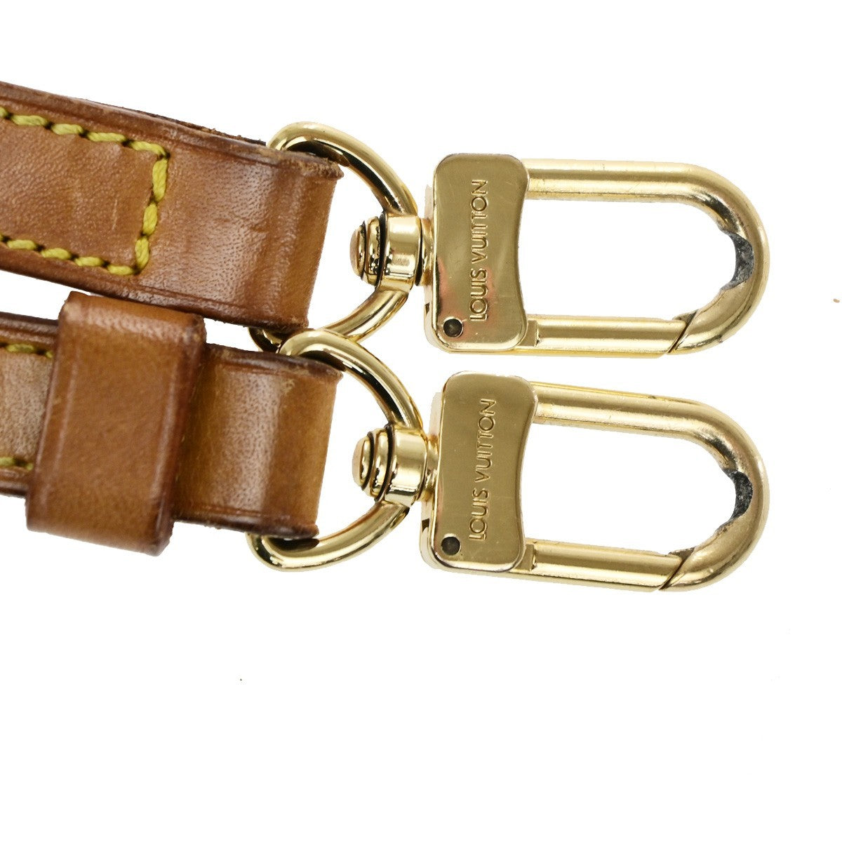 LOUIS VUITTON LV Logo Shoulder Bag Strap Leather Brown GHW France 61CB074