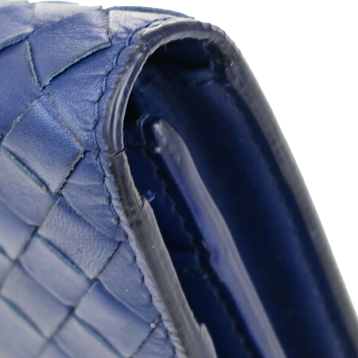 BOTTEGA VENETA Logo Intrecciato Long Bifold Wallet Leather Blue SHW 39SJ343