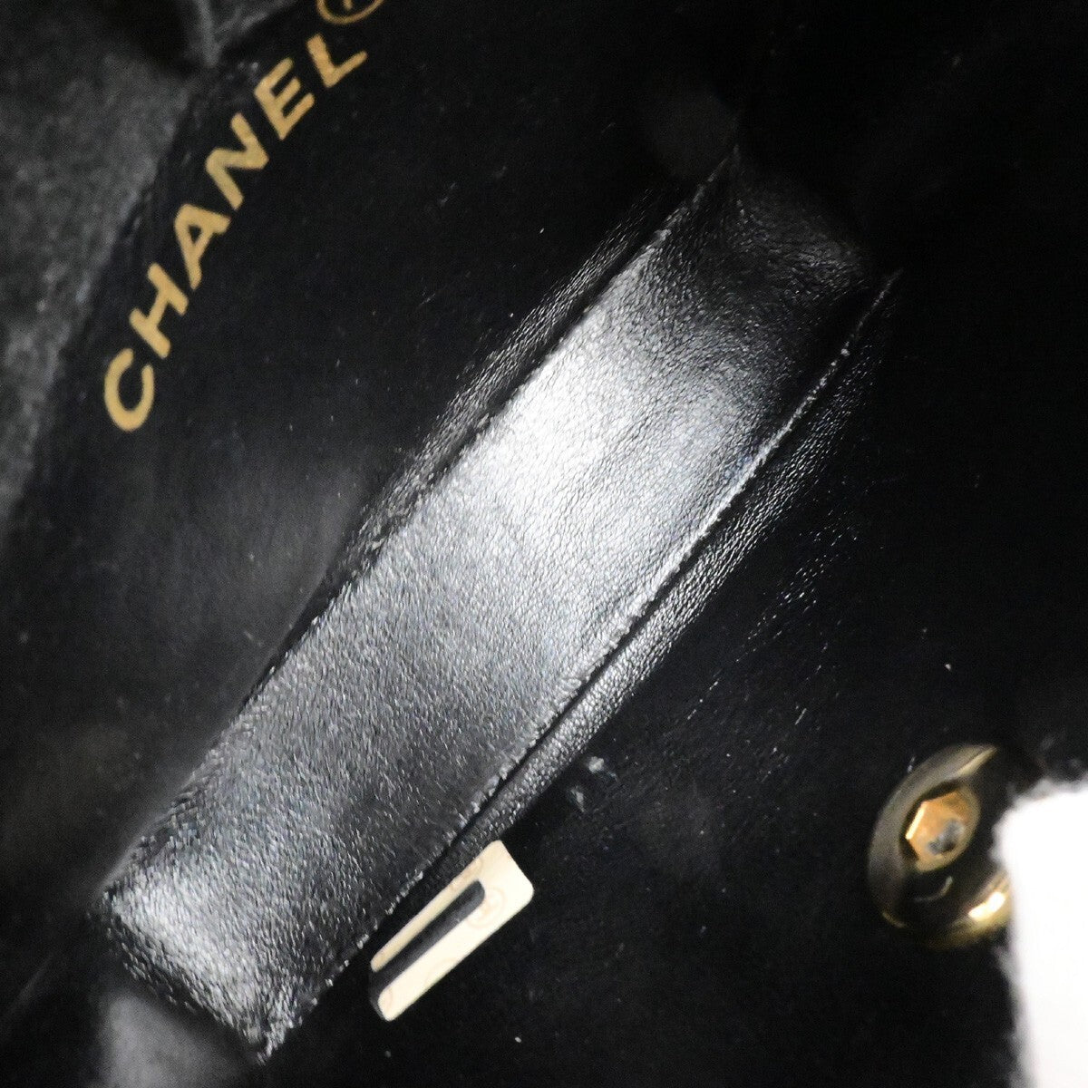 CHANEL Mini Matelasse Shoulder Bag Velvet Leather Black Gold Vintage 684RK894