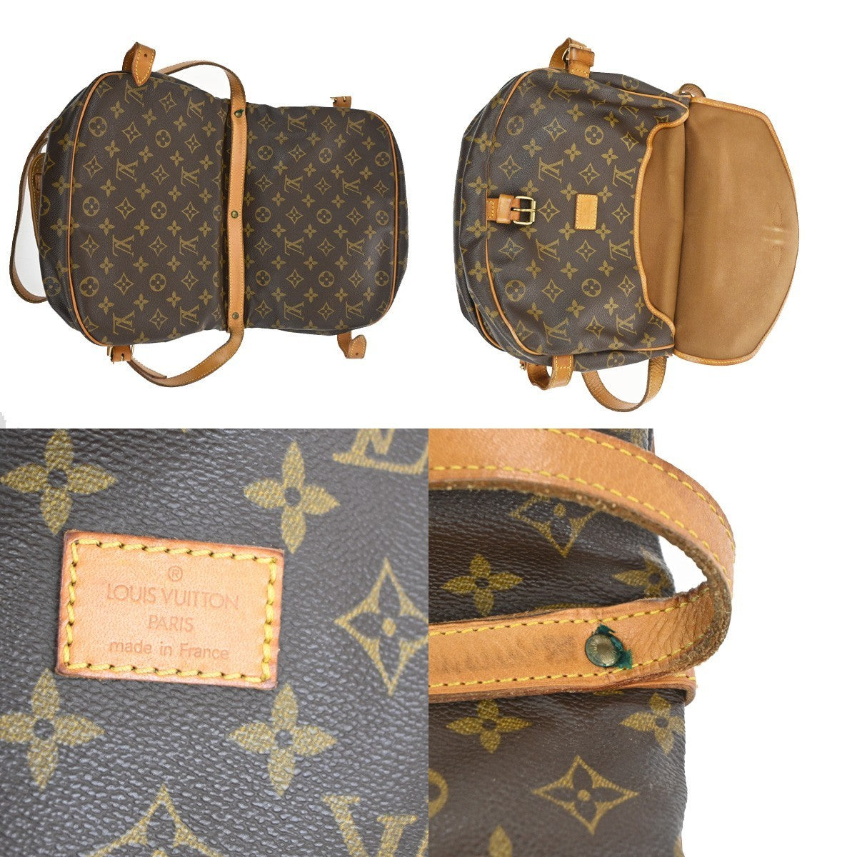 LOUIS VUITTON Logo Saumur 30 Shoulder Bag Monogram Leather Brown M42256 18TA319