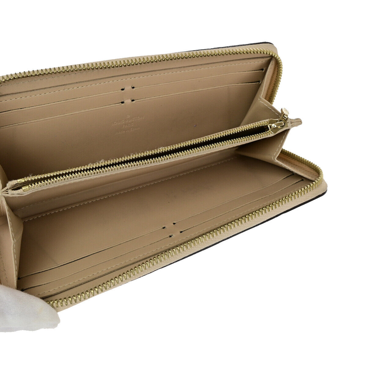 LOUIS VUITTON Clemence Zipper Wallet Monogram Vernis Leather Dune M90923 65YF312