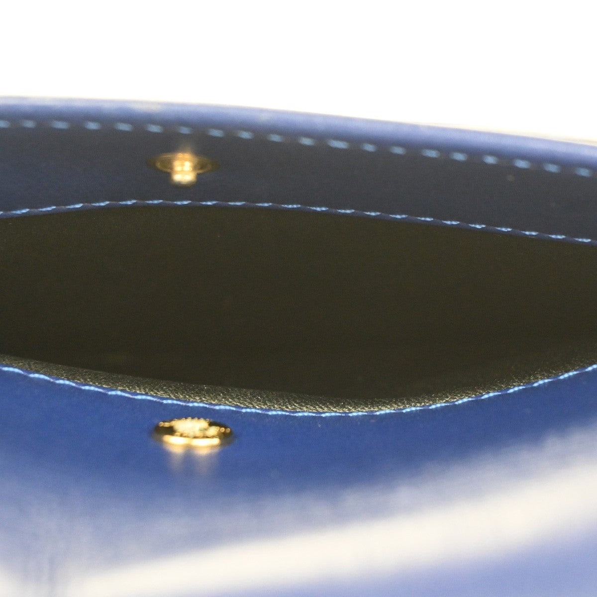 LOEWE Logo Barcelona Mini Shoulder Hand Bag Leather Blue GHW Spain 76KP582