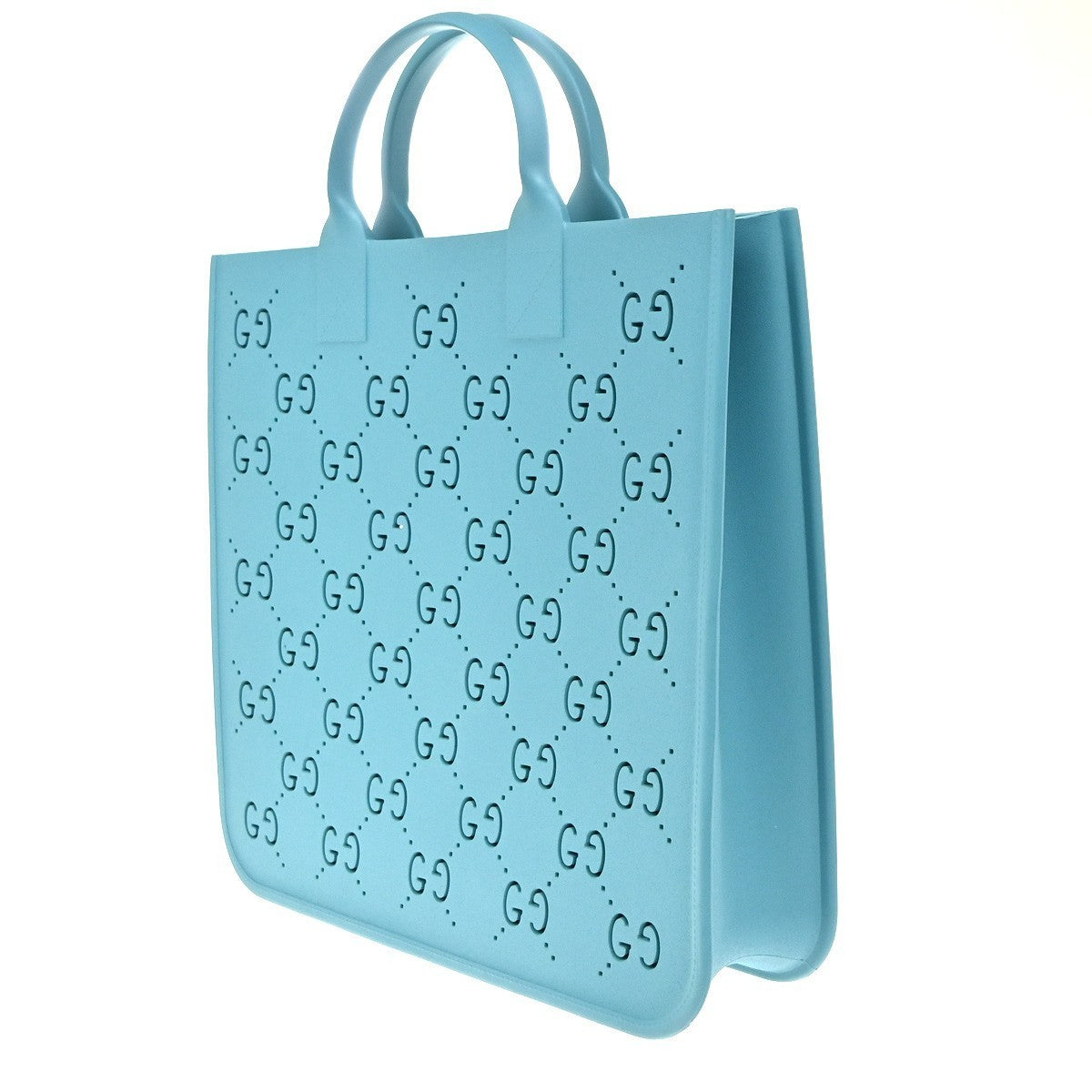 GUCCI Logo GG Pattern Kids Hand Tote Bag Rubber Blue Italy 97RP084