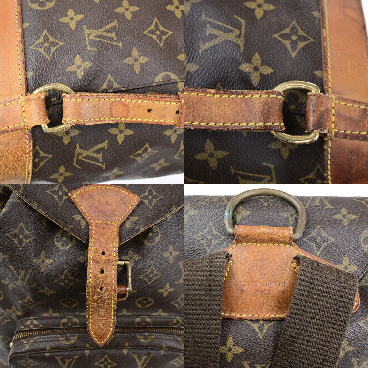 LOUIS VUITTON Montsouris GM Backpack Bag Monogram Leather Brown M51135 85YG509