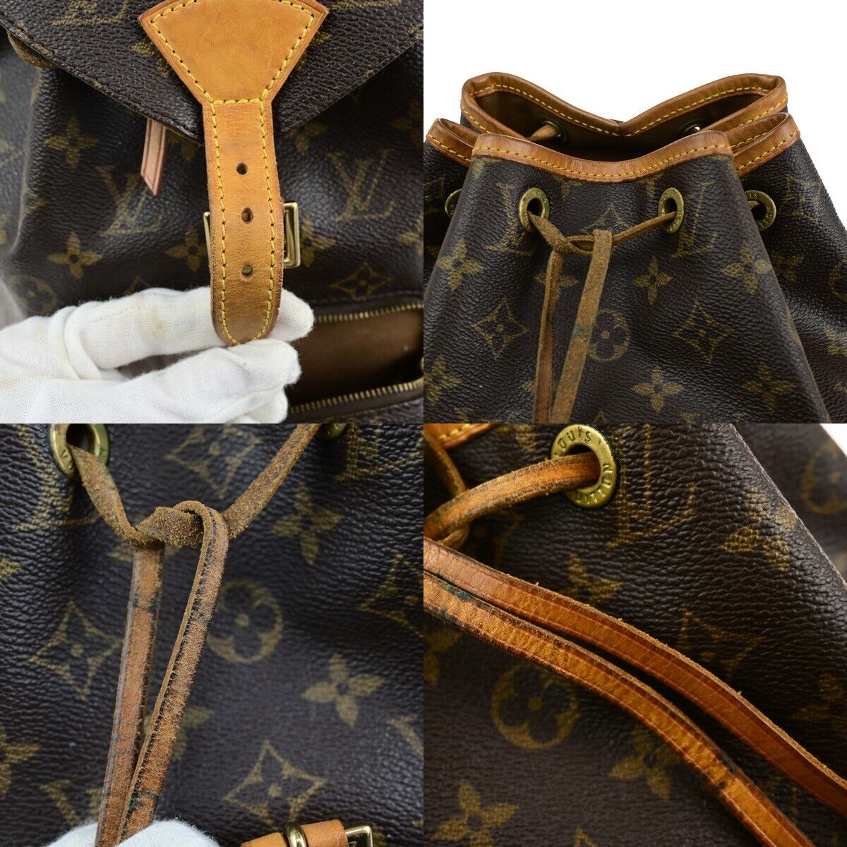 LOUIS VUITTON Montsouris MM Backpack Bag Monogram Leather Brown M51136 79SJ596