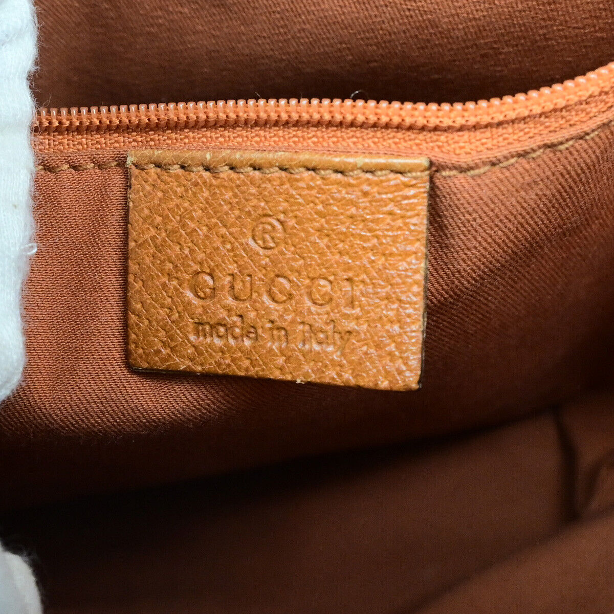 GUCCI Logo GG Pattern Shoulder Bag Canvas Leather Brown Orange SHW Italy 36YF524