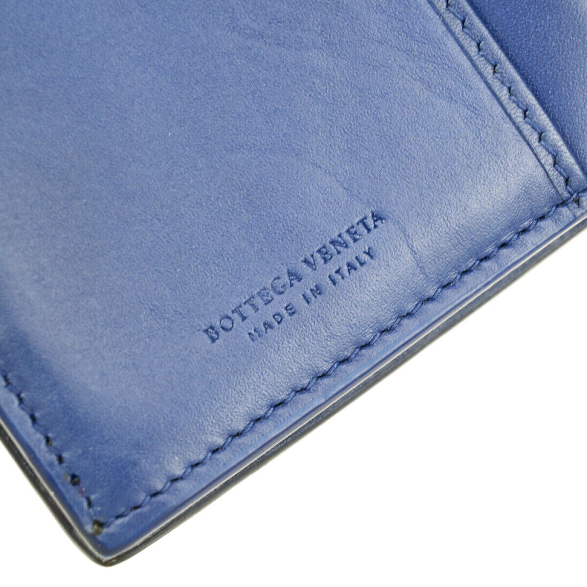 BOTTEGA VENETA Logo Intrecciato Long Bifold Wallet Leather Blue SHW 39SJ343