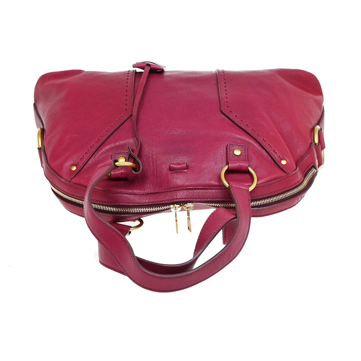 YVES SAINT LAURENT Logo Muse Shoulder Bag Leather Pink GHW Italy 33YH641