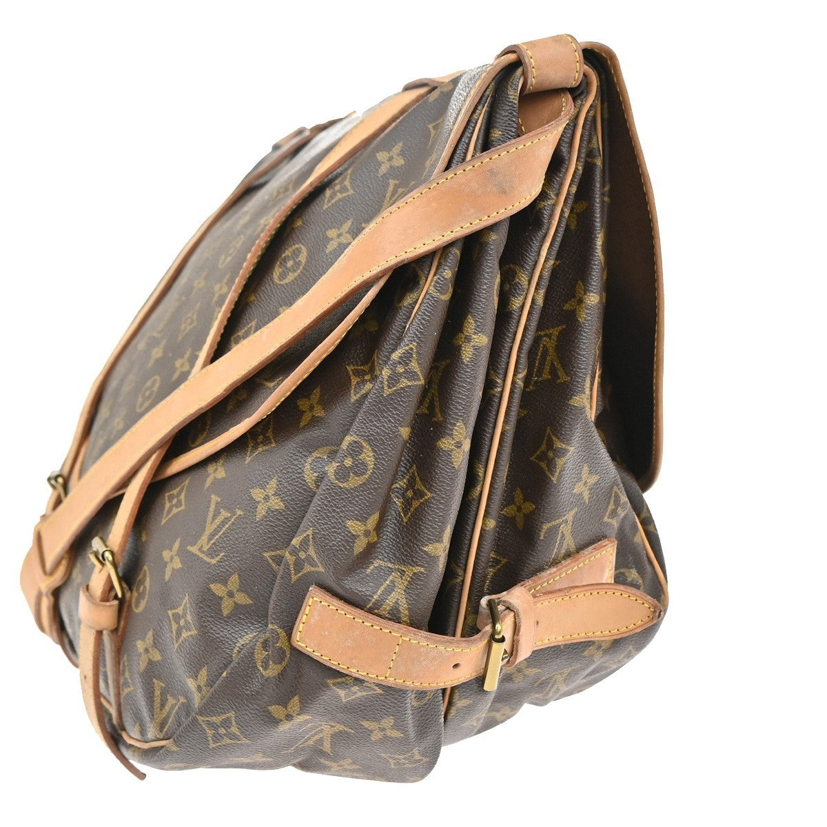 LOUIS VUITTON Logo Saumur 43 Shoulder Bag Monogram Leather Brown M42252 18CA077