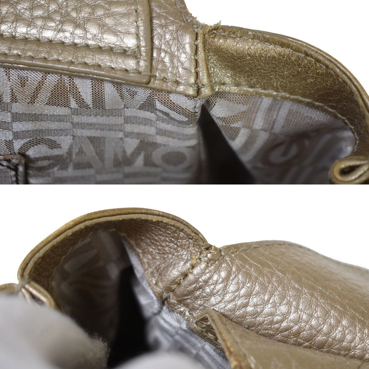 SALVATORE FERRAGAMO Logo Gancini Shoulder Bag Leather Gold 04JH321