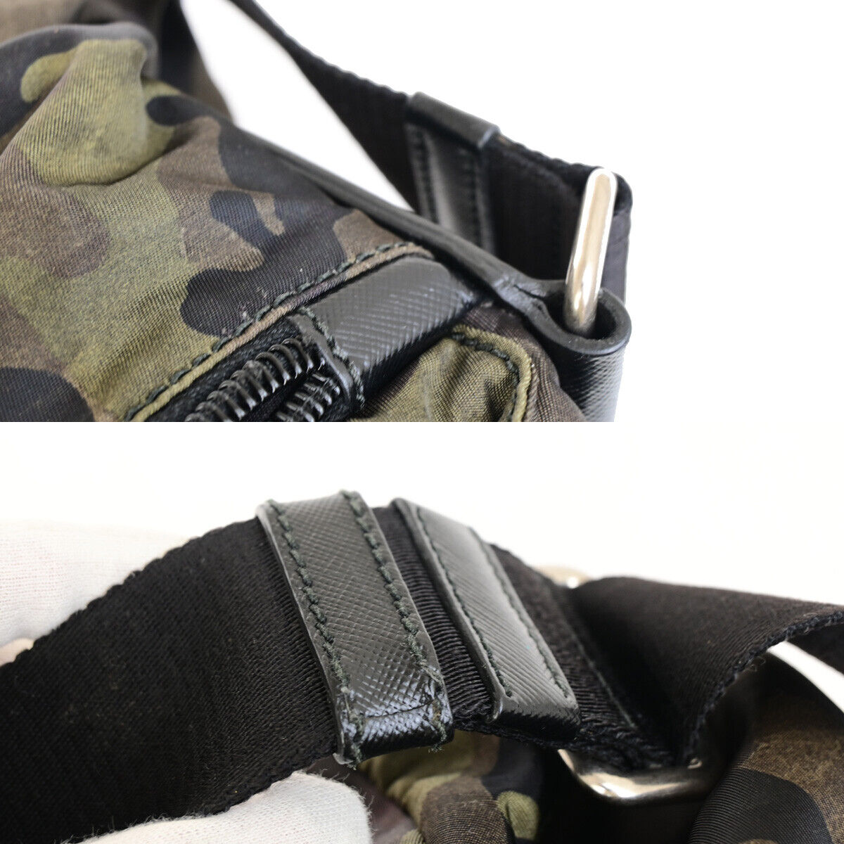 PRADA Tessuto Crossbody Camouflage Shoulder Bag Nylon Leather GN SHW 77YG559
