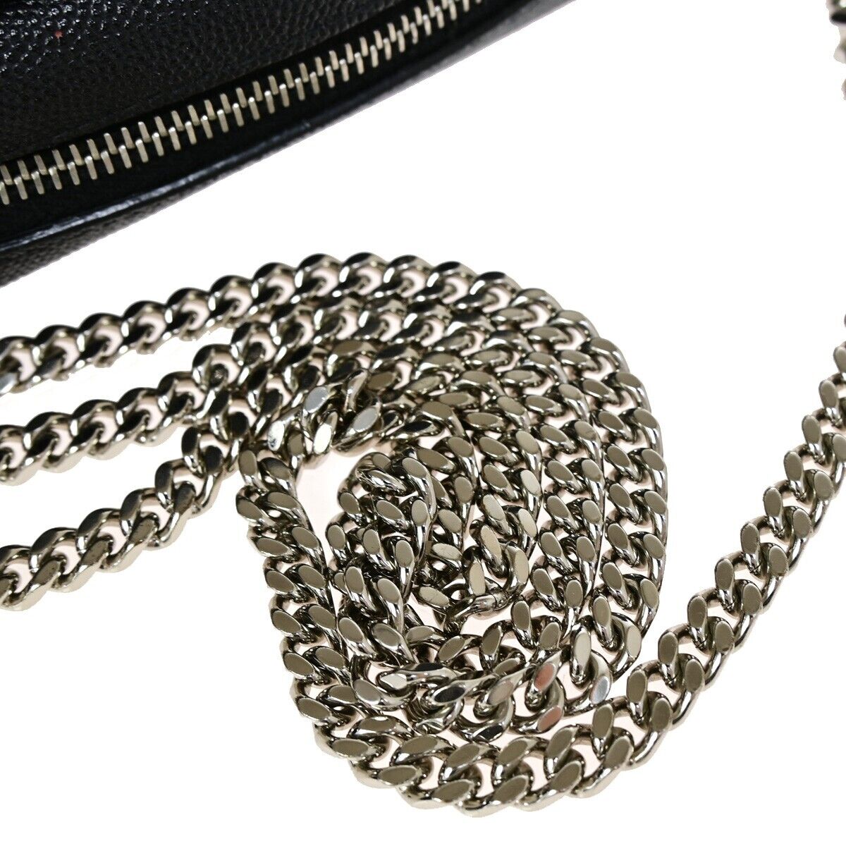 SAINT LAURENT YSL Logo Lou Chain Mini Shoulder Bag Leather Black SHW 675RJ866