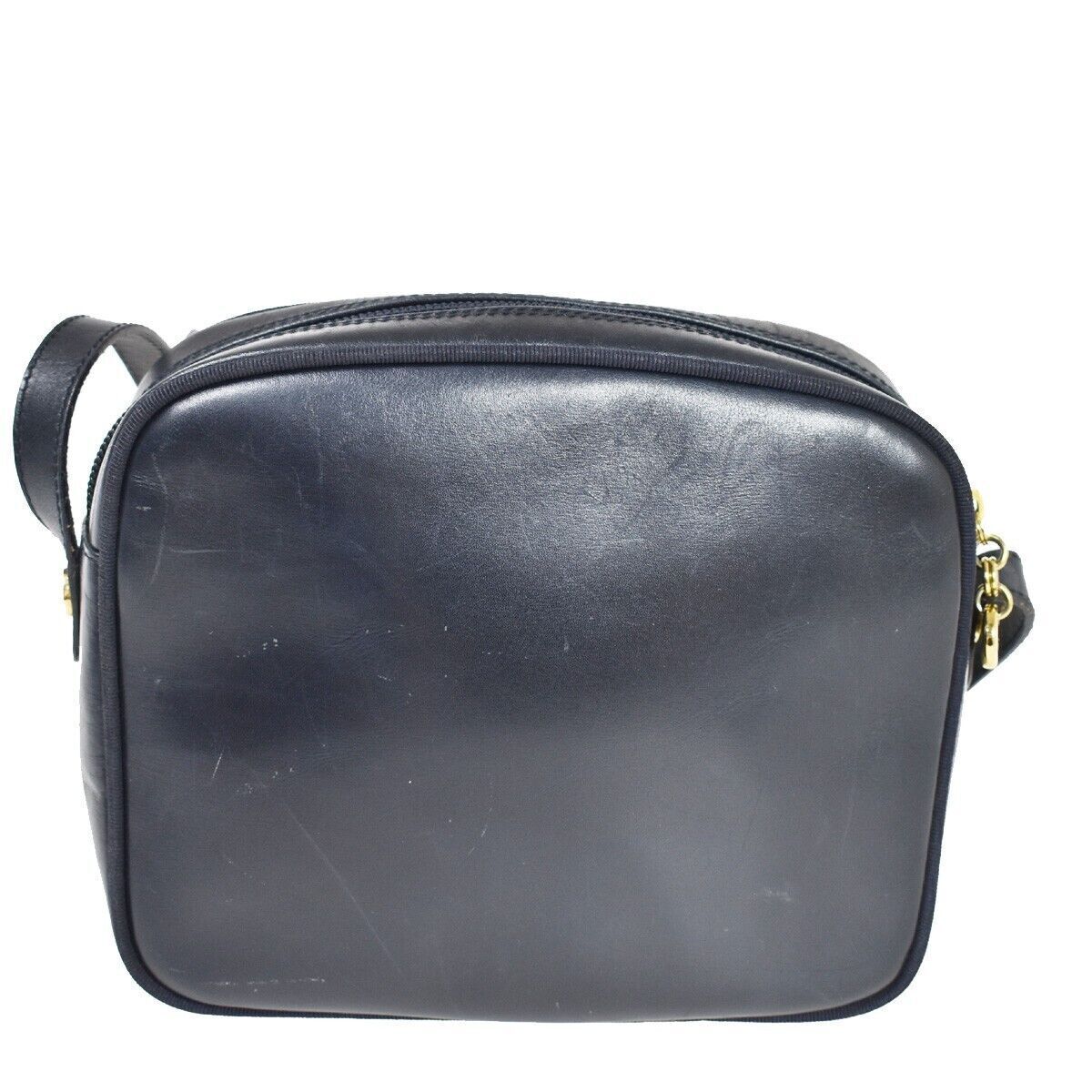 SALVATORE FERRAGAMO Vara Crossbody Mini Shoulder Bag Leather Blue Gold 66YC241