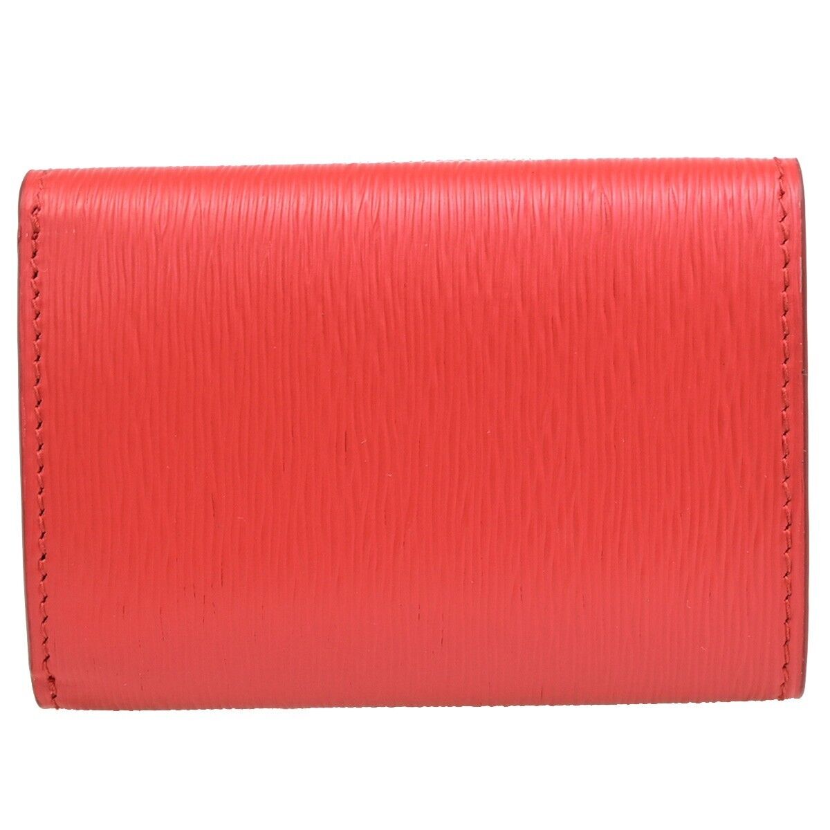 PRADA MILANO Logo Trifold Compact Wallet Vitello Move Leather Red Gold 86RF207