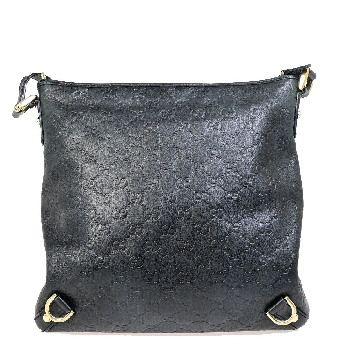 GUCCI Logo Guccissima Crossbody  Shoulder Bag Leather Black GHW Italy 39EB224