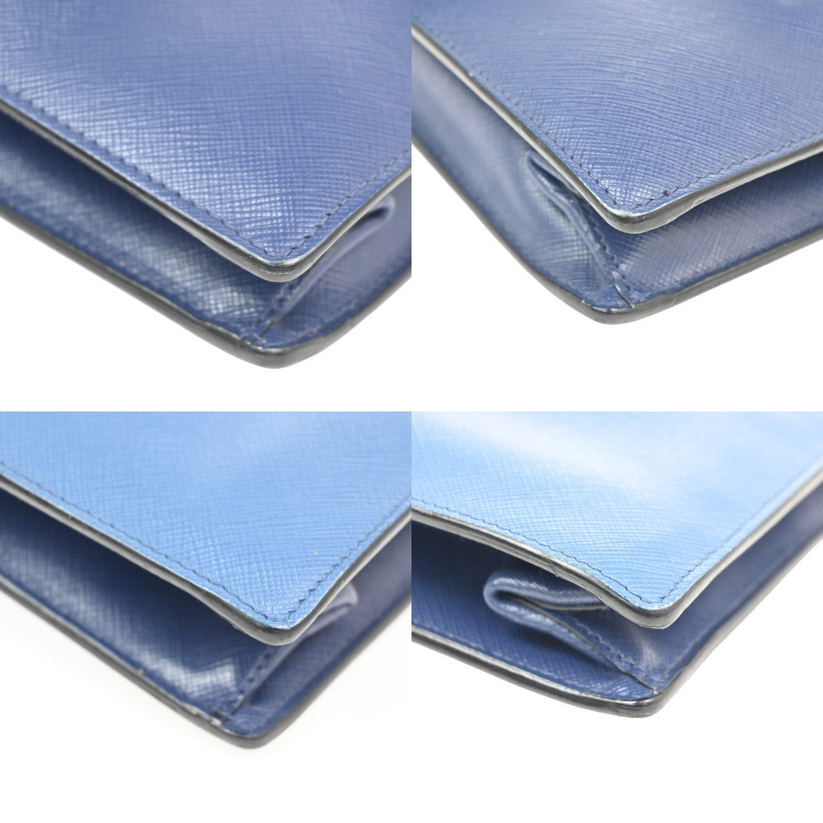 PRADA Logo Lux Sound Small Shoulder Bag Saffiano Leather Blue SHW 86TA668