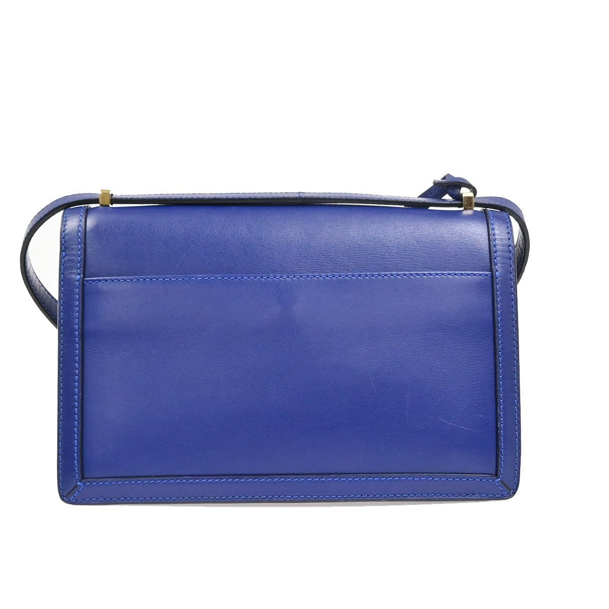 LOEWE Logo Barcelona Crossbody Shoulder Bag Leather Blue GHW Spain 11MA392