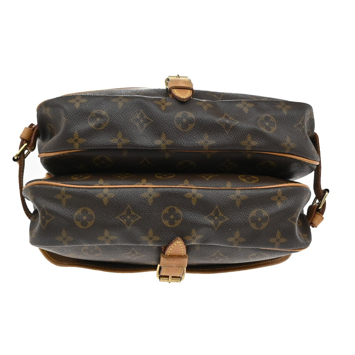 LOUIS VUITTON Logo Saumur 30 Shoulder Bag Monogram Leather Brown M42256 75EE234