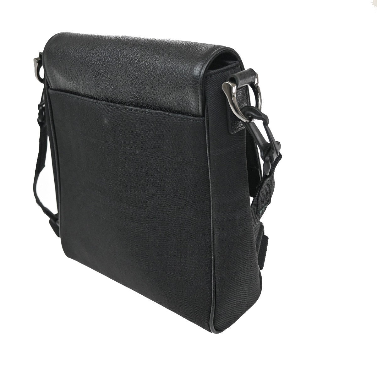 Burberry  Black Label Shoulder Bag Crossbody Check Nylon Leather Black 67CA360