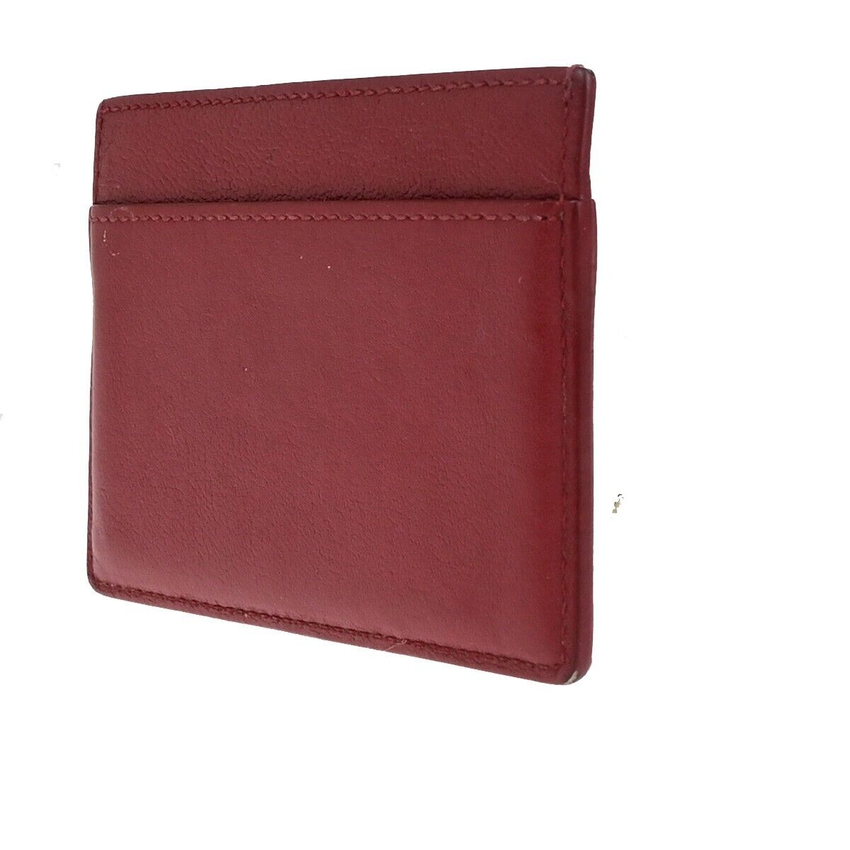 YVES SAINT LAURENT YSL Logo Card Case Wallet Leather Red Made in Italy 63EB822