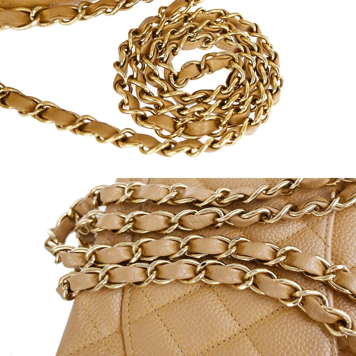 CHANEL CC Matelasse 25 Double Flap Chain Shoulder Bag Caviar Leather 239RJ661