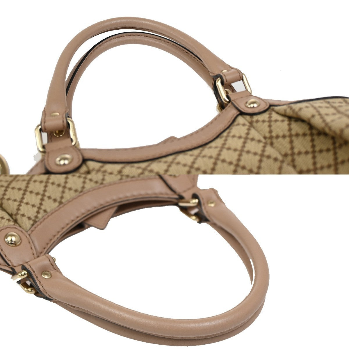 GUCCI Diamante Sukey Shoulder Bag Charm Canvas Leather Brown Pink 74DA099