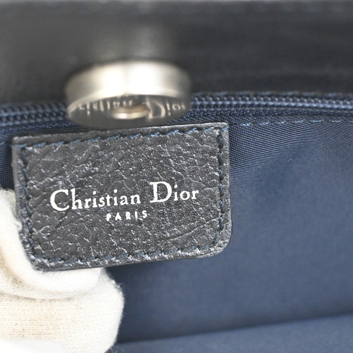 CHRISTIAN DIOR Trotter Flight Hand Tote Bag Denim Leather Blue SHW Italy 50ZA292