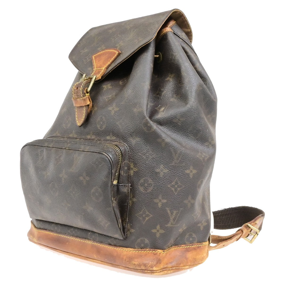 LOUIS VUITTON Montsouris GM Backpack Bag Monogram Leather Brown M51135 33YH110