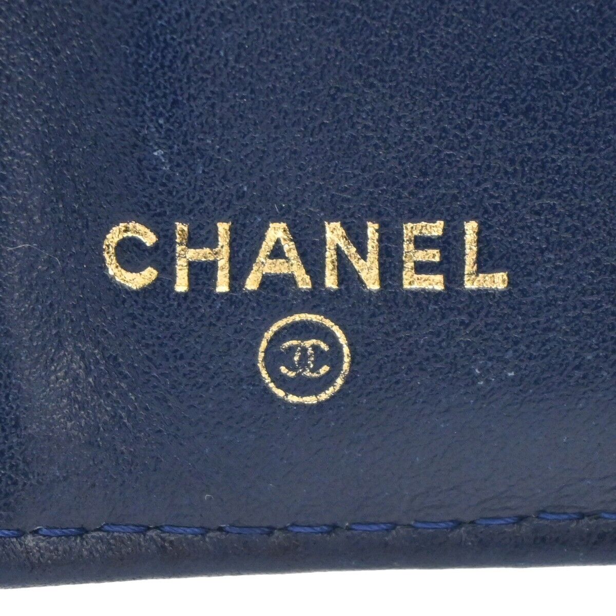 CHANEL CC Chanel boy Trifold Wallet Purse Caviar Skin Leather Navy Blue 34HB611