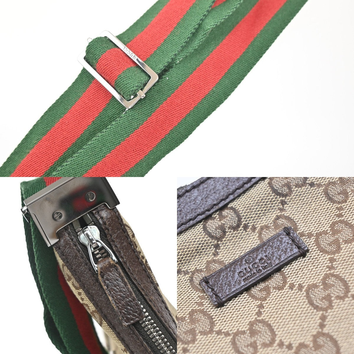 GUCCI Logo GG Pattern Sherry Line Shoulder Bag Canvas Leather BN Italy 72MA678