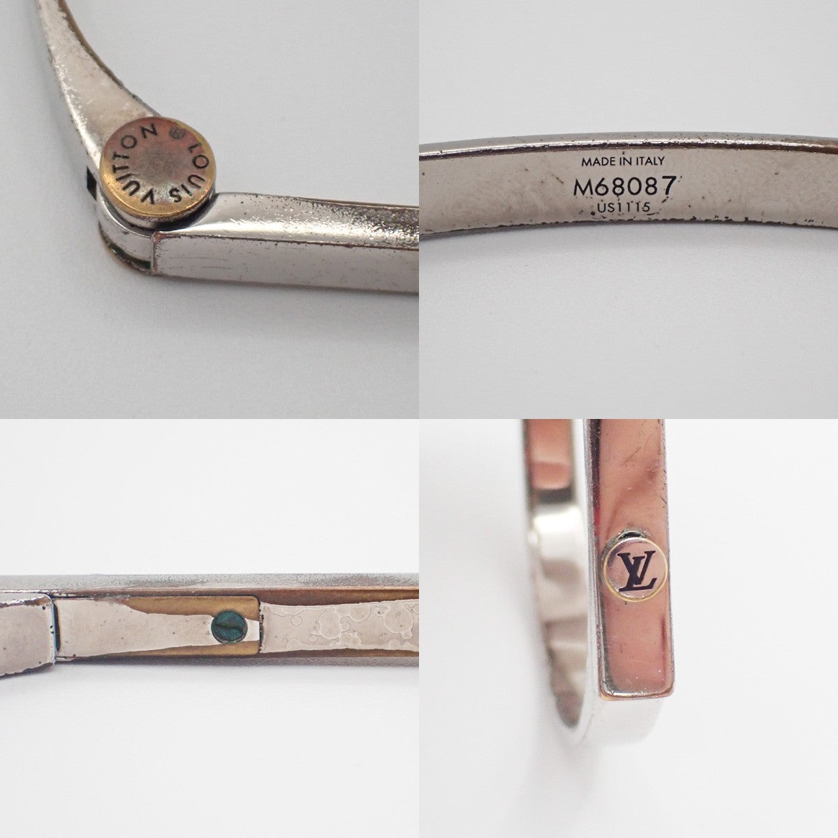LOUIS VUITTON LV Lock Bracelet  Silver Metal Italy M68087 07KD100