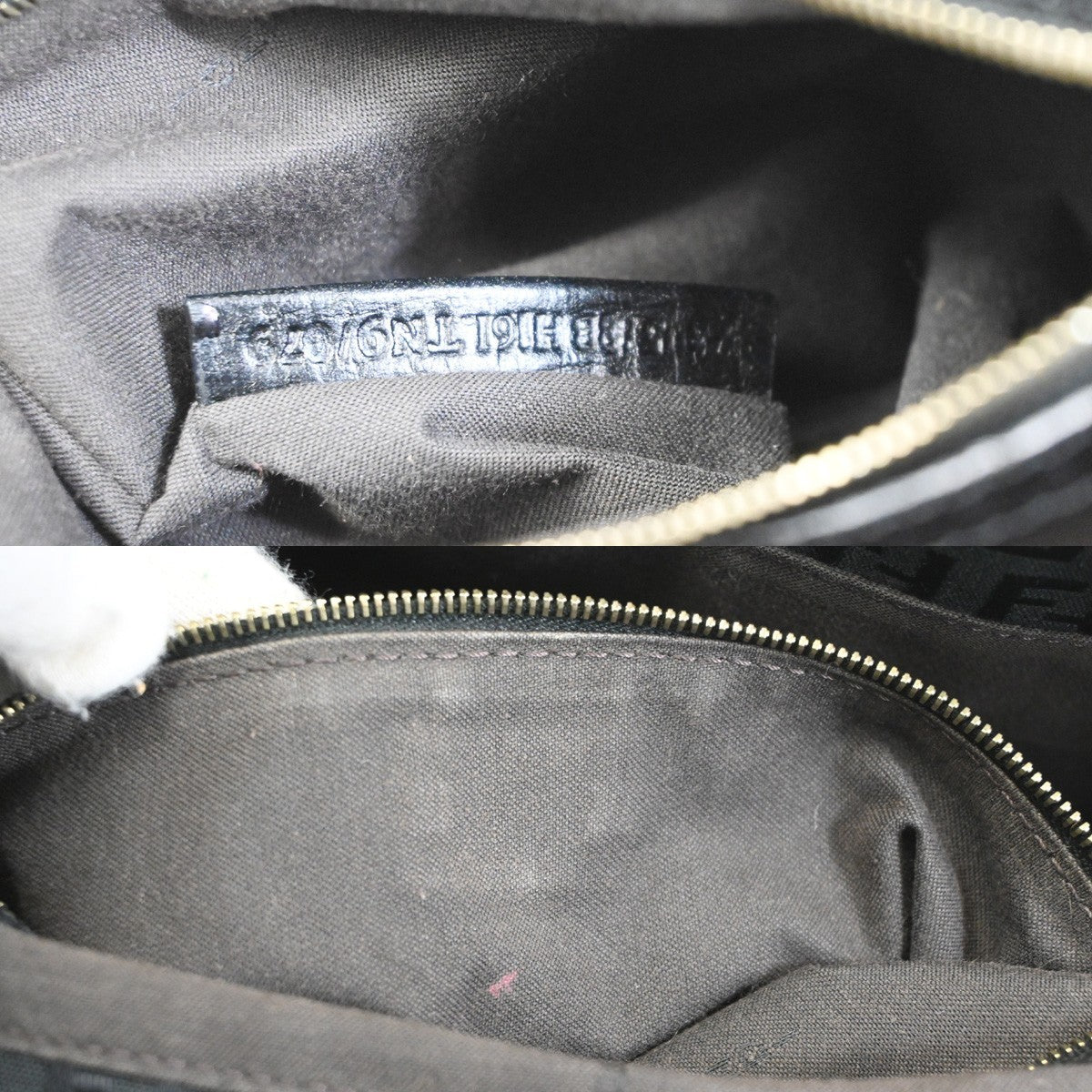 FENDI Logo Zucchino Hand Tote Bag Canvas Leather Black GHW Italy 96CA964