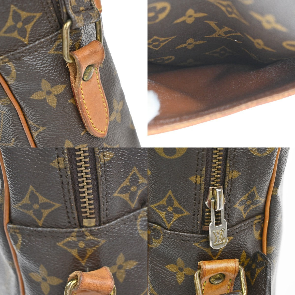 LOUIS VUITTON Logo Danube MM Shoulder Bag Monogram Leather Brown M45264 32CA866