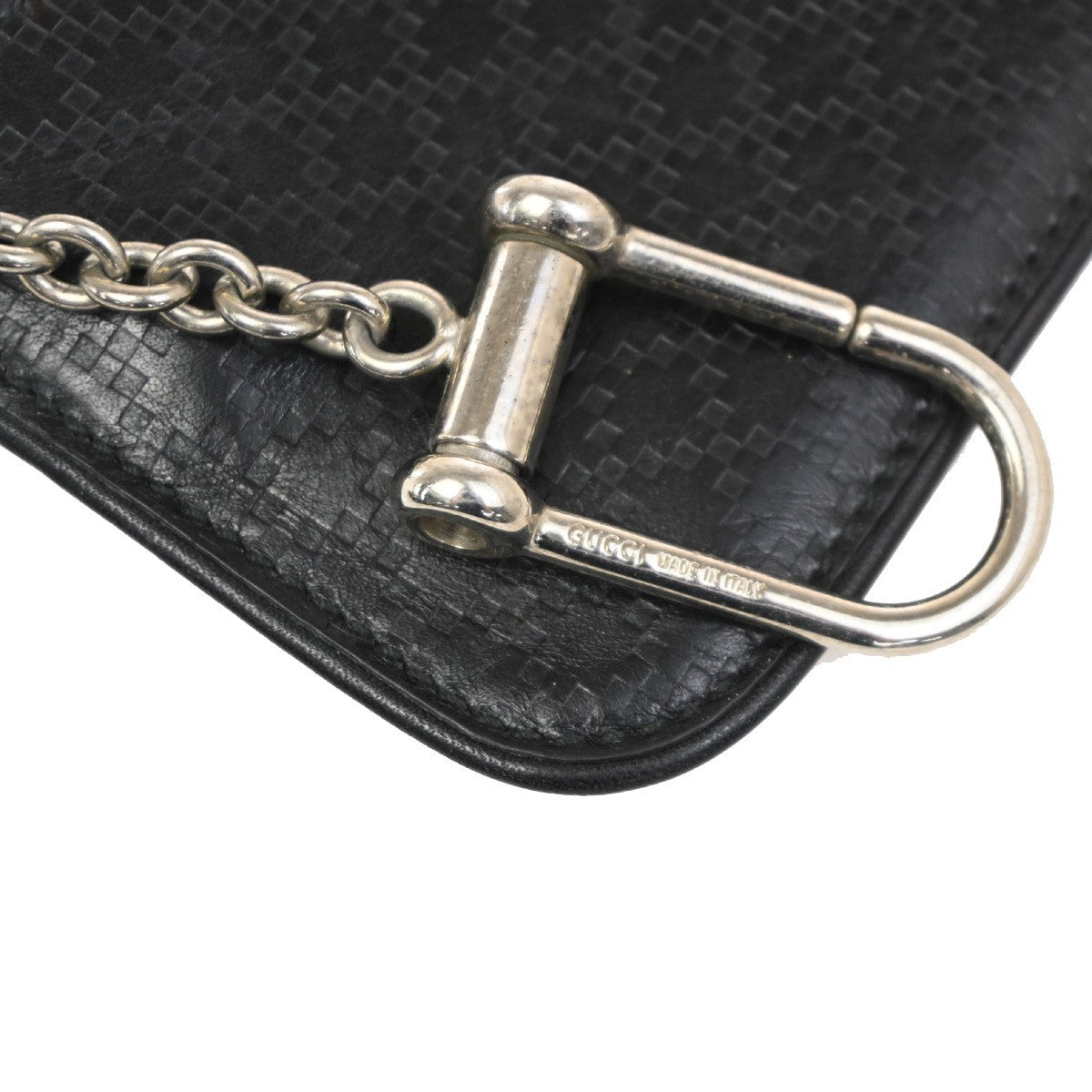 GUCCI Logo Diamante Compact Coin Wallet Leather Black 01TA568