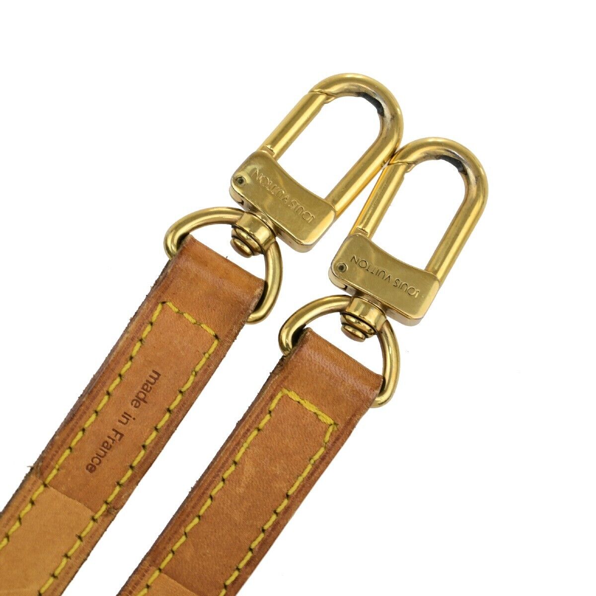 LOUIS VUITTON Logo Shoulder Strap Leather Brown Gold Bag Accessory 69ED373