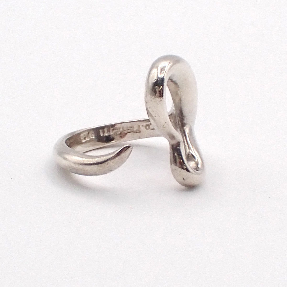 Tiffany & Co. Logo Elsa Peretti Open Heart Ring US5.5 Silver 925 09AA128