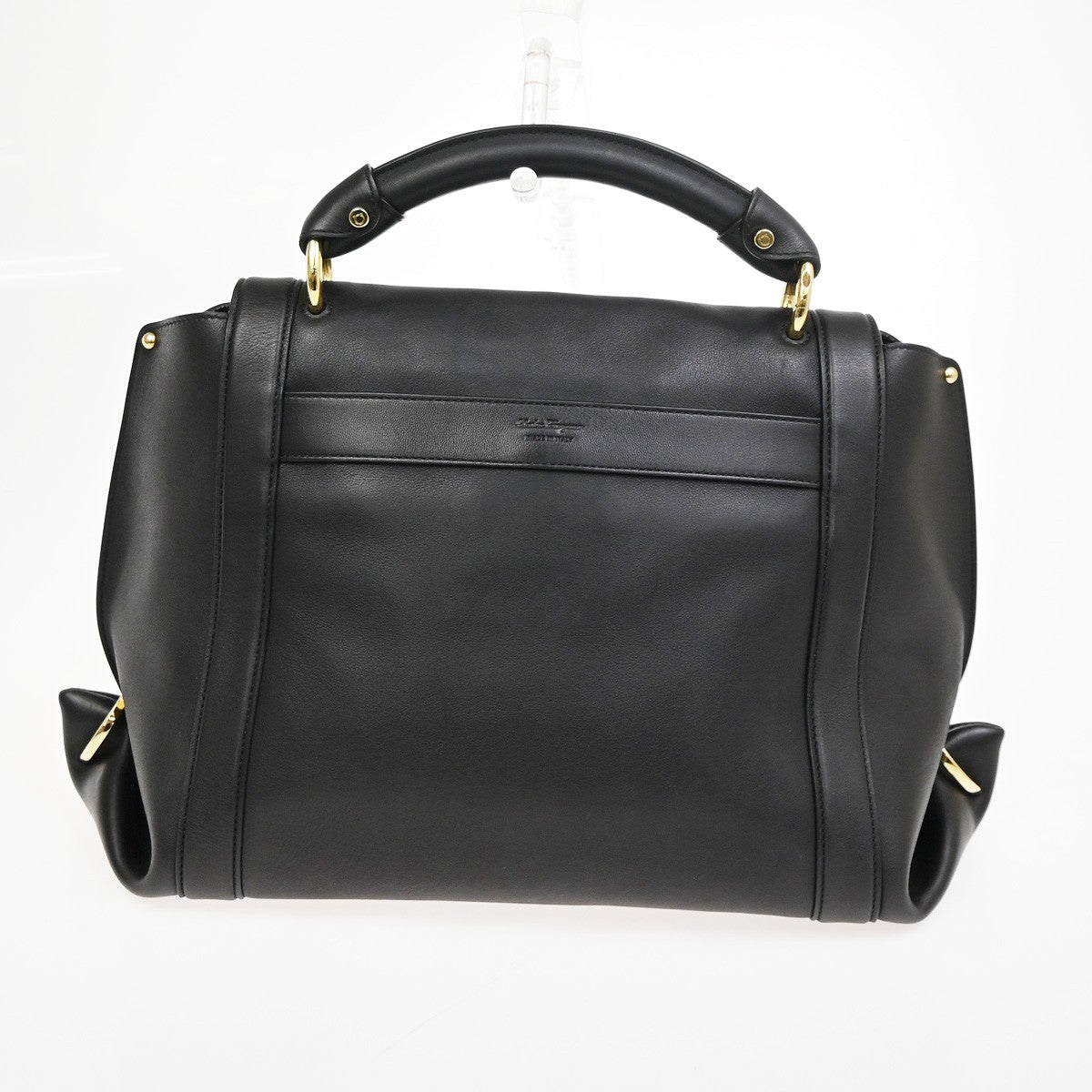 SALVATORE FERRAGAMO Logo Gancini Sofia Hand Bag Leather Black GHW Italy 32YH771