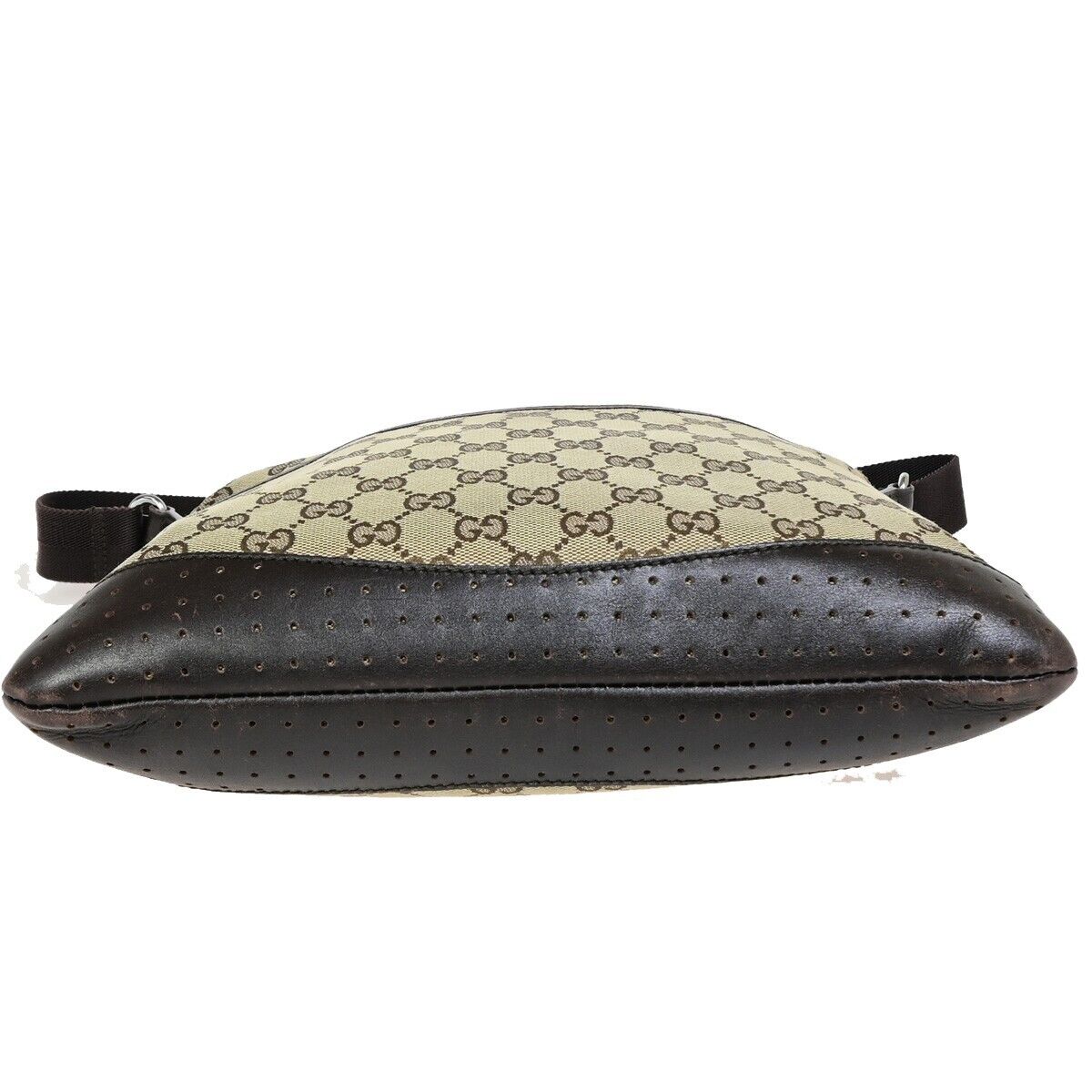 GUCCI Logo GG Pattern Shoulder Bag Canvas Leather Brown Gold Italy 67FA740