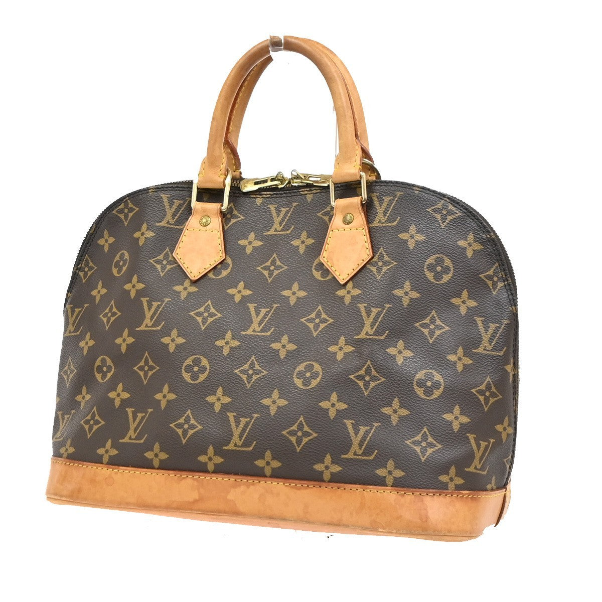 LOUIS VUITTON LV Logo Alma Hand Bag Monogram Leather Brown France M51130 81PA055