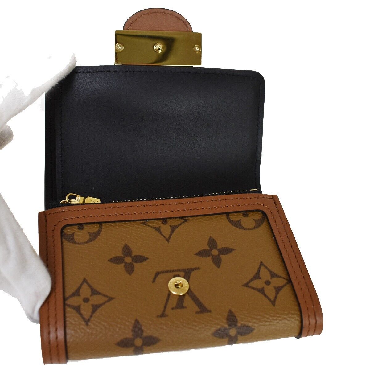 LOUIS VUITTON DAUPHINE COMPACT TRIFOLD WALLET MONOGRAM REVERSE LEATHER 50RC365