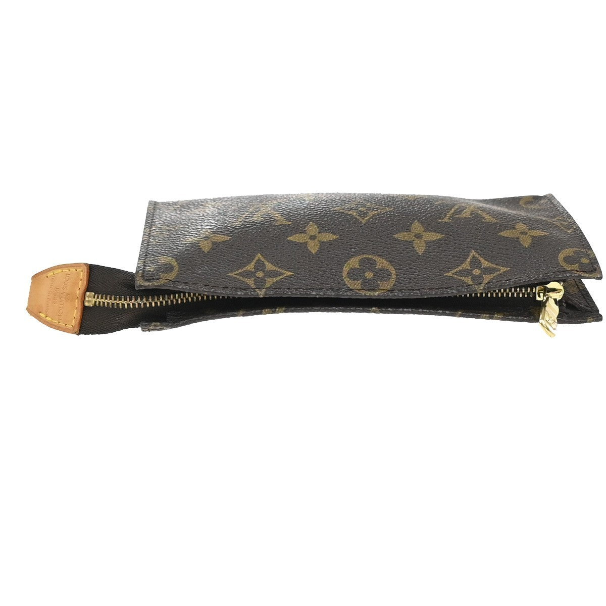 LOUIS VUITTON Logo BUCKET PM Pouch Bag Monogram Leather Brown France 05KP598