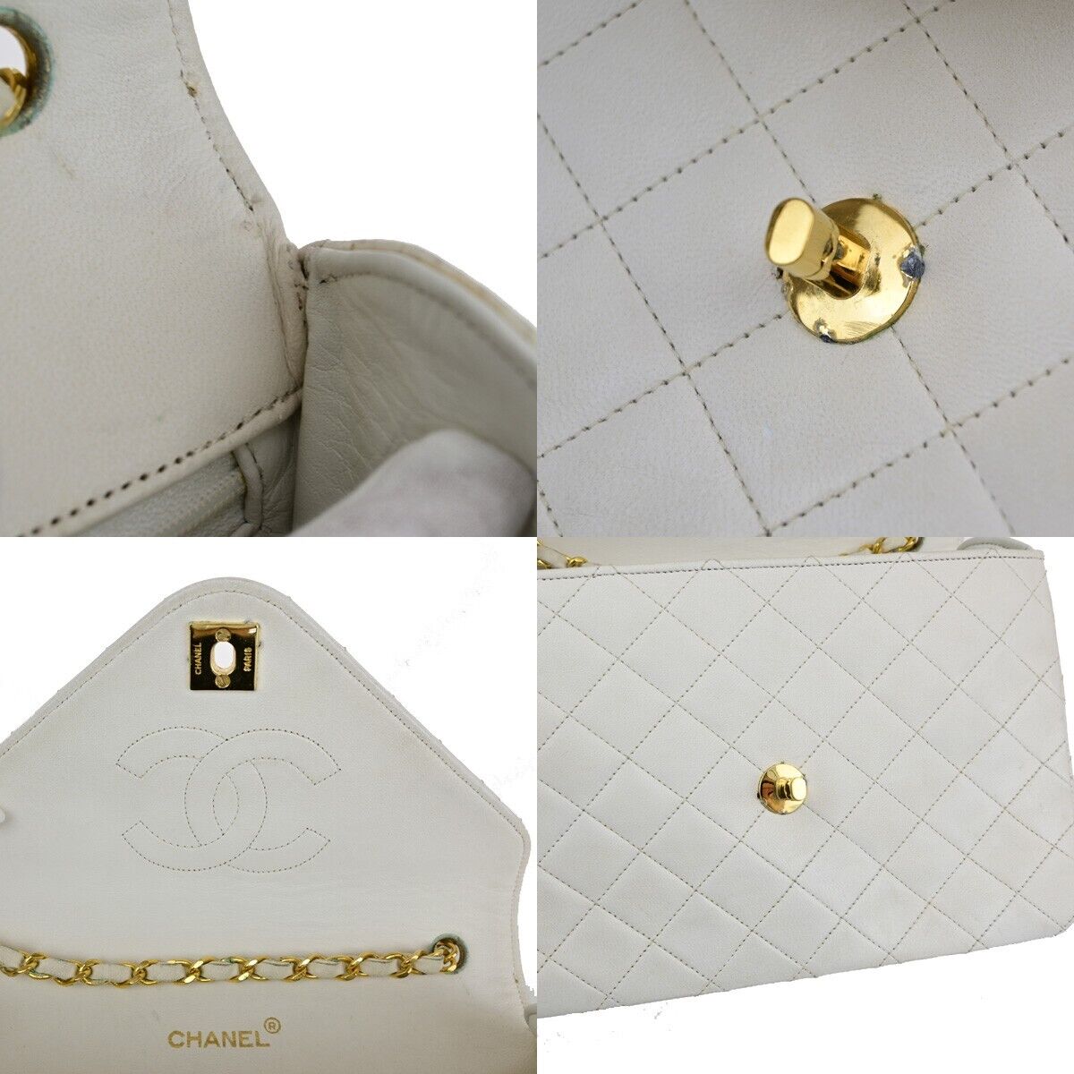 CHANEL CC Logo Matelasse 23 Chain Shoulder Bag Leather White GHW 667RJ821